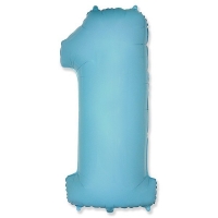Фигурный шарик из фольги Цифра 1 Пастель LIGHT BLUE 102см